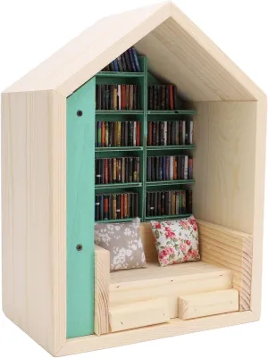Mini House Kit Wooden Bookshelf Decorative Exquisite Cute Long Life Tiny House for Study Bedroom Material Pine Wood