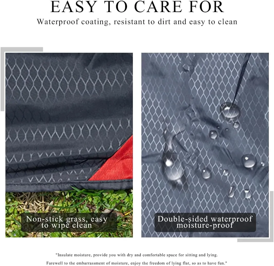 Mini Pocket Picnic Blanket with 4 Fixed Stakes Foldable Portable Picnic Mat Rug Lightweight Waterproof Beach Blanket Multifunctional Thin Ground Sheet for Camping Hiking Travel