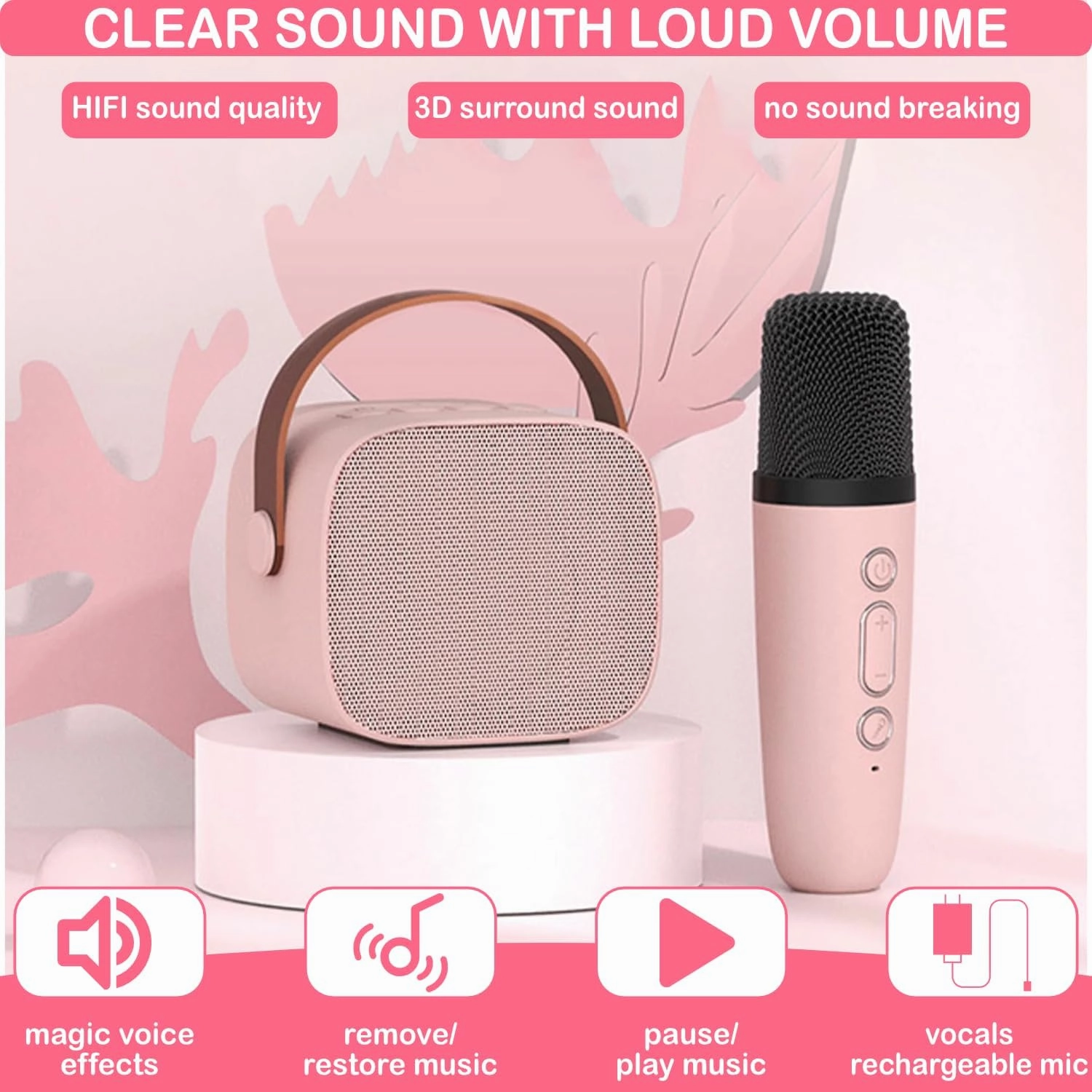 Mini Karaoke Machine for Kids & Adult, 4-12 Years Old Girls Christmas Birthday Gift for Girls & Boys, Karaoke Toys Gifts for Girls Ages 4, 5, 6, 7, 8, 9, 10, 12  Year Old Birthday Party