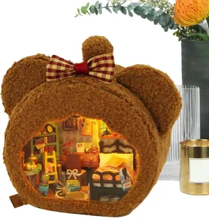 Miniature House Kit, Bunny Dollhouses Craft, 3.54in Fun Small House Crafts, Includes Accessories, Creative Gift Set, Cute Tiny Home Decor for Kids, Adults, and Friends
