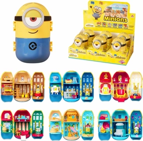 Minions Blind Box Figures Toys, Surprising Party Series, Mini Figure Scene Set for Home Decor Desk Accessories, Delicate Ornament with Stickers for Adults & Kids Age 3 , 6 Packs