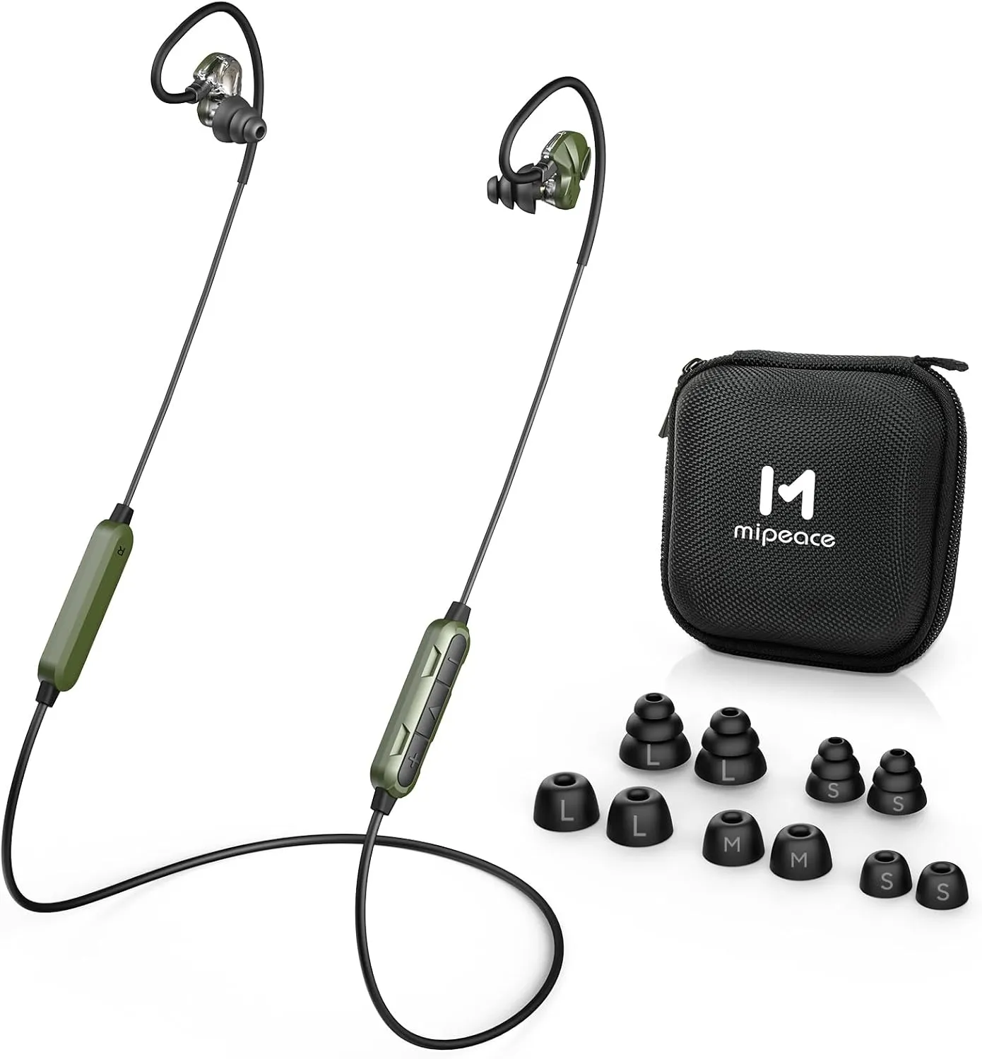 MIPEACE Bluetooth Hearing Protection,Work Ear Plug Headphones,25dB Noise Reduction,19  Hour Battery,IPX5 Waterproof, Ear Protection for Mowing Safety Construction
