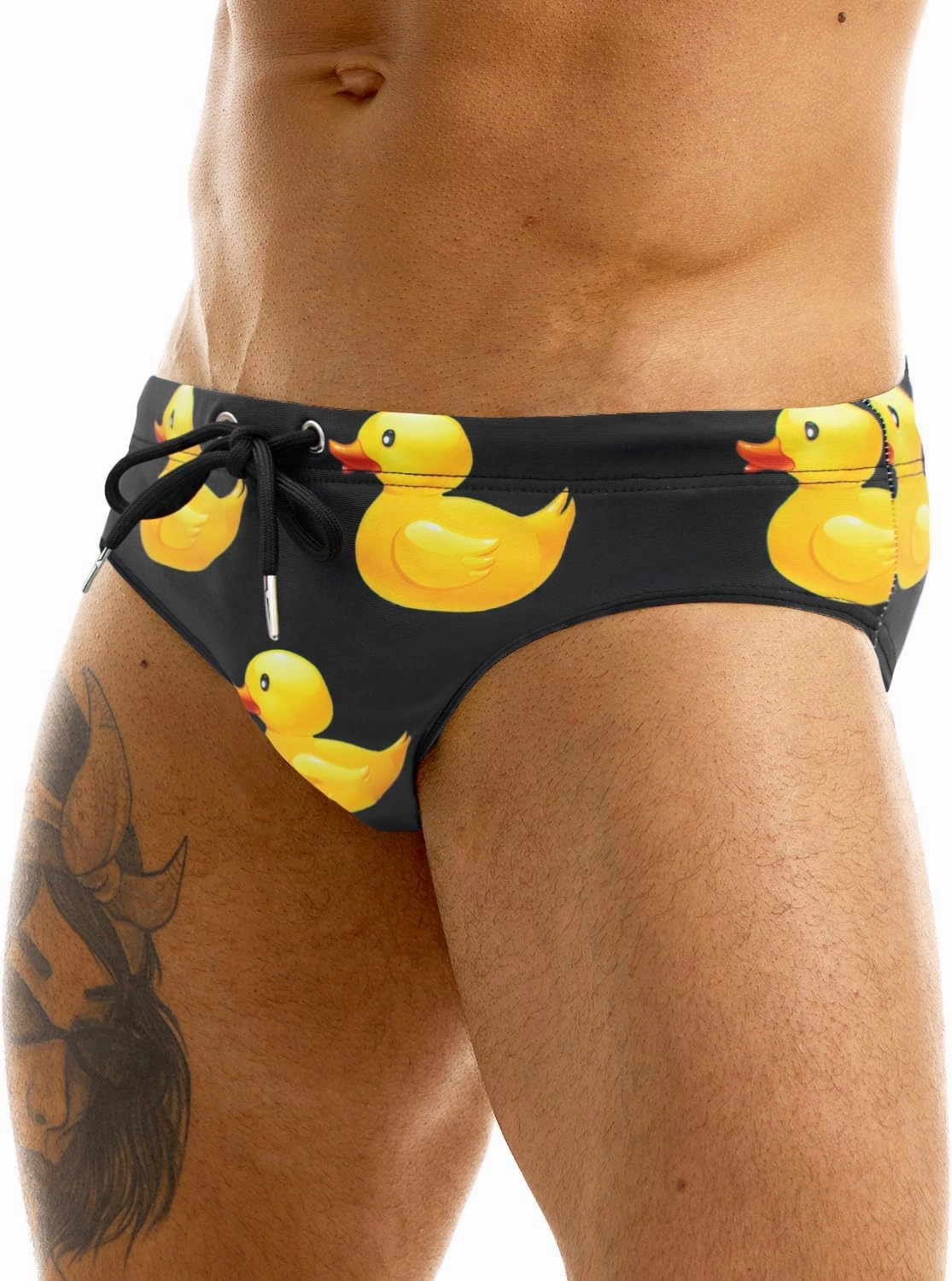 MIZOK Men's Sexy Cartoon Print Swim Bikini Low Rise Surfing Briefs Quick Dry Swimsuit Swimwear Short
