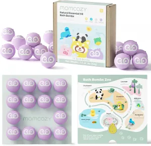 Momcozy Natural&Organic Essential Oil Bath Bombs,14 Pcs Bubble Bath Fizzy Balls with Cute Owl Animal Shapes,Bath Bombs Gift Set for Kids Girls Boys Toddler, Ideal Gift for Birthday, Bath Bomb Kit
