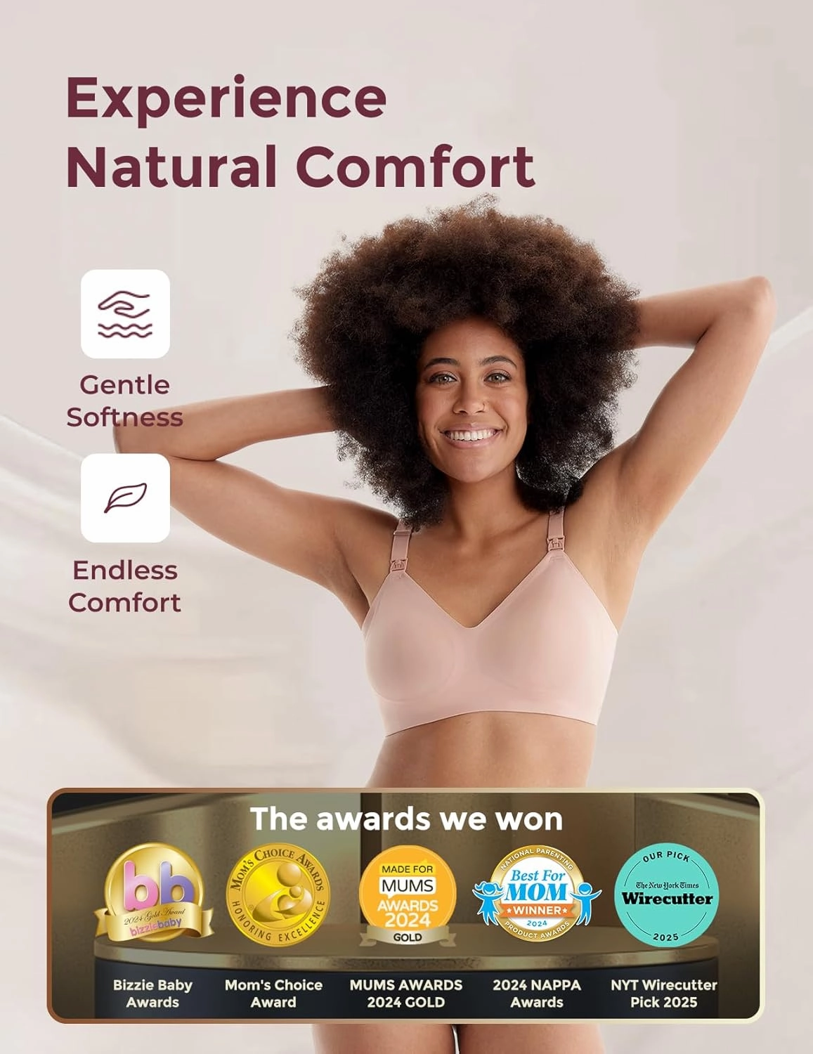 Momcozy Nursing Bras for Breastfeeding, YN21 Seamless Ultra Comfort Maternity Bra, Natural Shape, Pregnancy Sleep Bralette