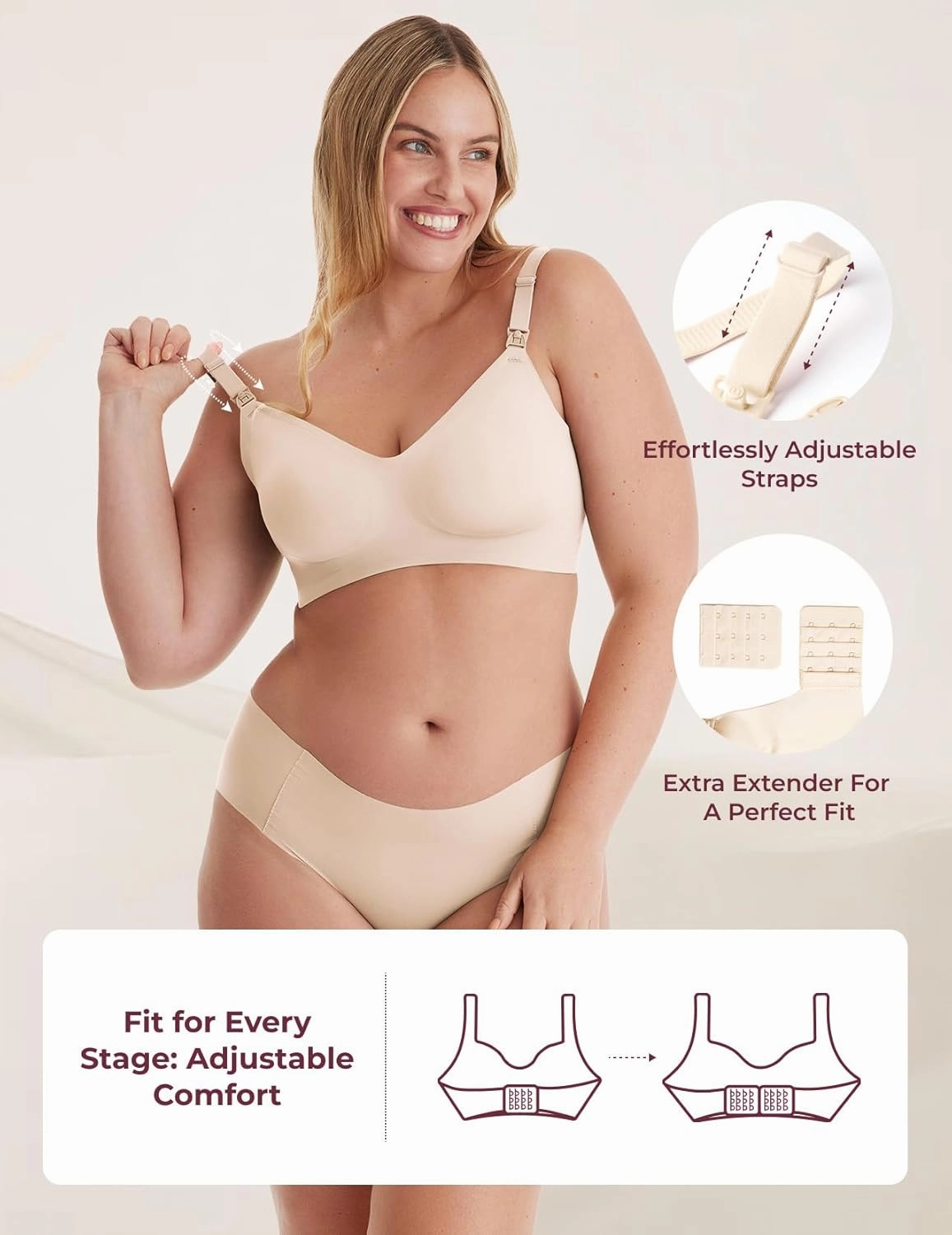 Momcozy Nursing Bras for Breastfeeding, YN21 Seamless Ultra Comfort Maternity Bra, Natural Shape, Pregnancy Sleep Bralette