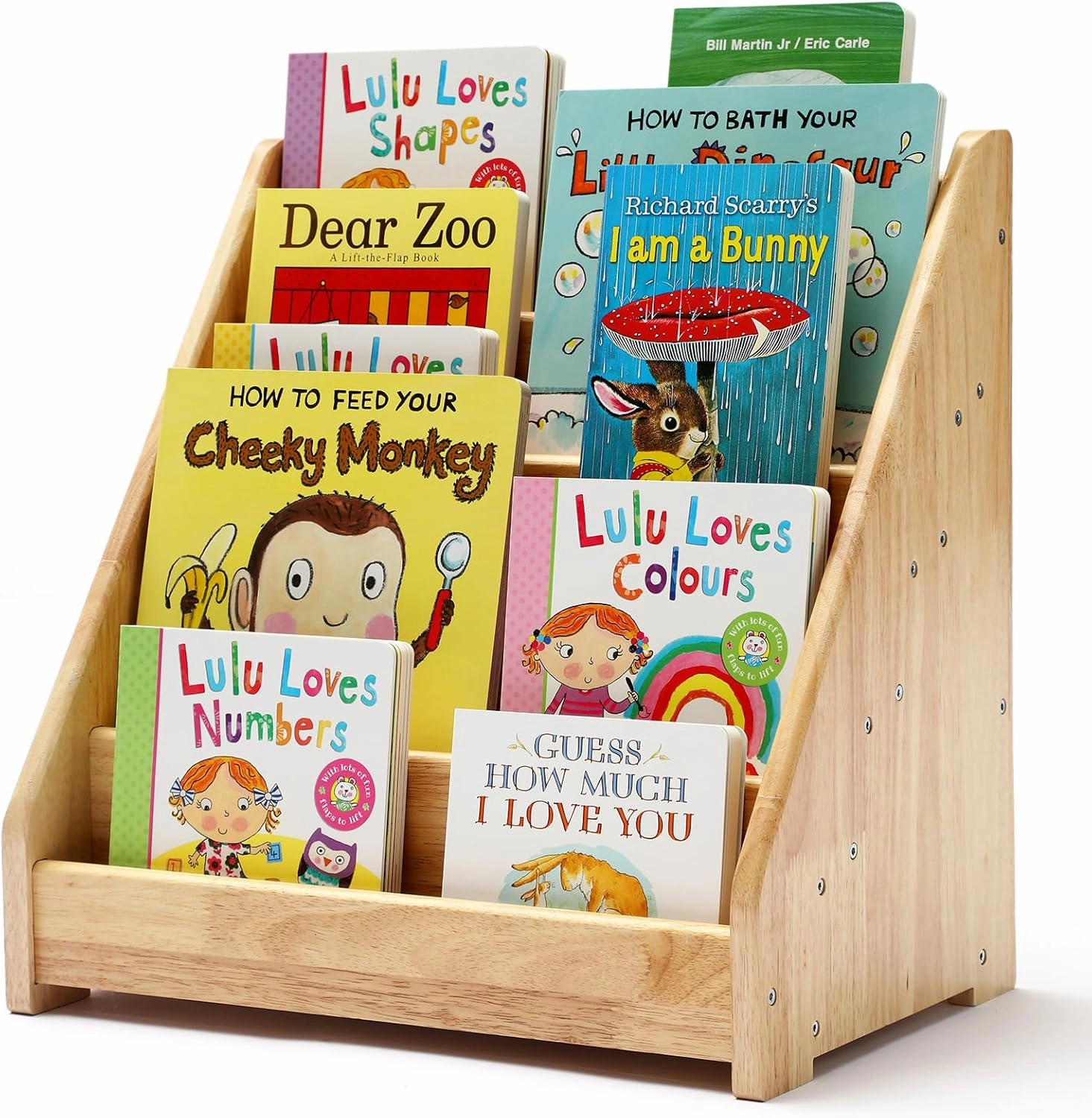 Montessori Bookshelf for Toddler 1-5 Years, Kids Wooden 5-Tier Front Facing Book Display Shelf with Chalkboard for Bedroom,Playroom,Classroom,Book Rack Organizer, Natural