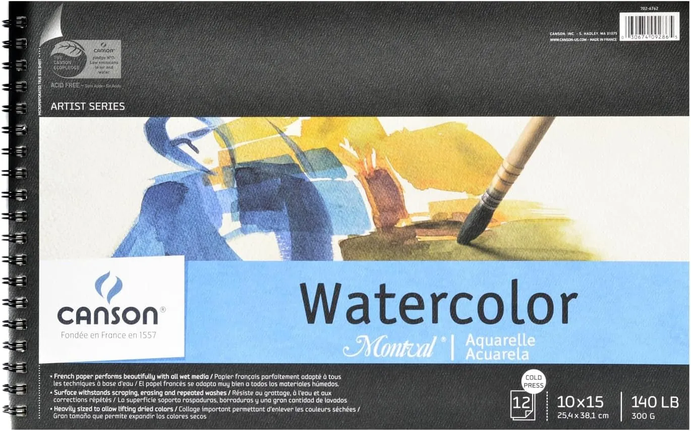 Montval 140LB Watercolor Pad Wired 10X15