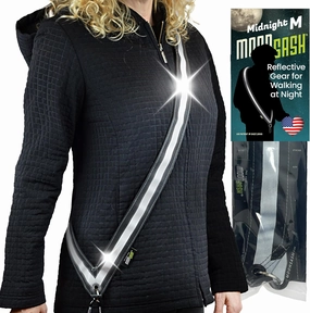 MOONSASH Reflective Sash for Walking at Night | USA-Made | Fitted, Reversible   Patented Night Walking Safety Gear | Perfect Belt/Reflective Vest for Women & Men Alternative | Essential Running Gear