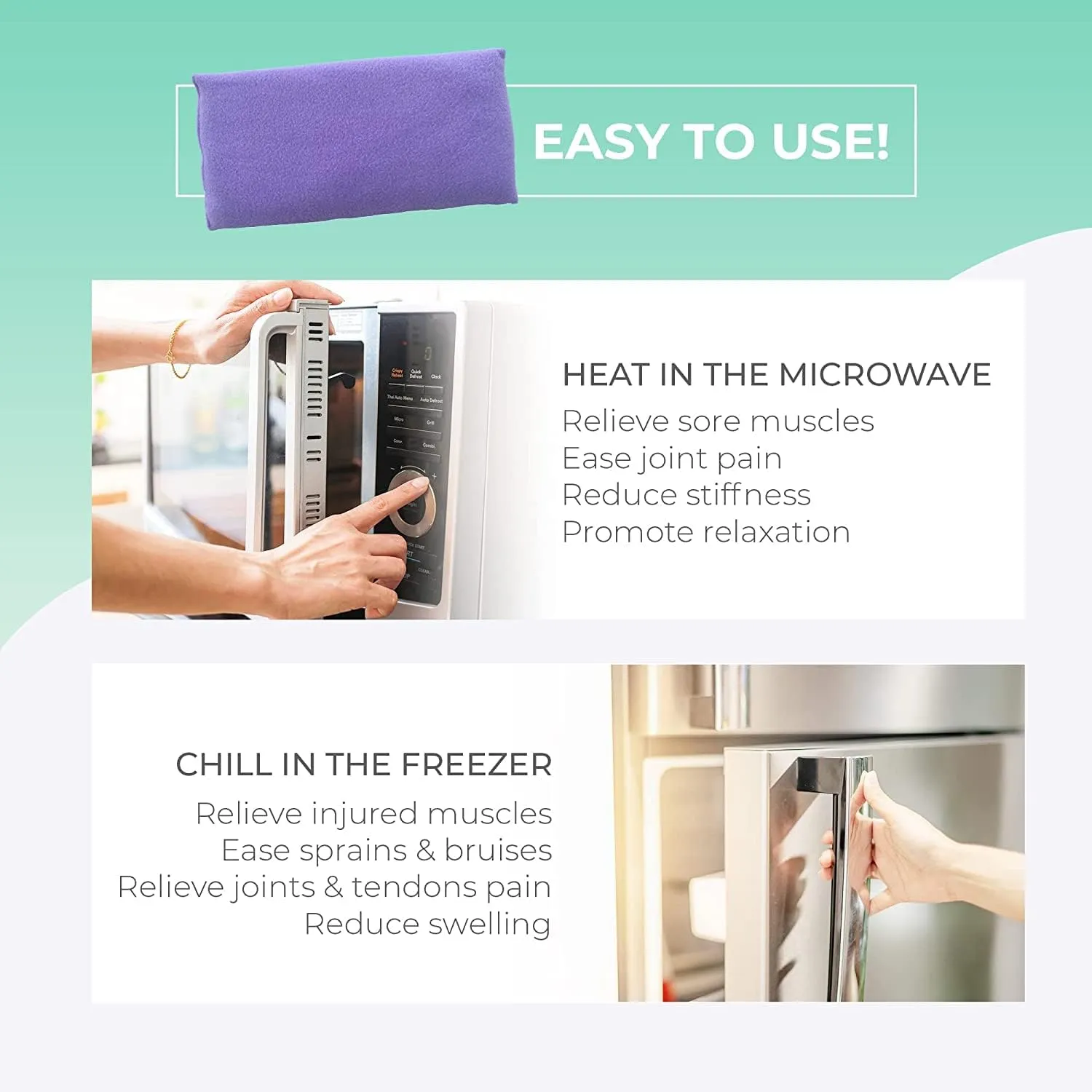 My Heating Pad Microwave Heating Pad - Moist Microwavable Heating Pads for Joints and Muscles Relief - Microwave Hot Pack Heat Pad for Cramps - Chilled or Heated Pad Therapy - Purple - Lavender Scent