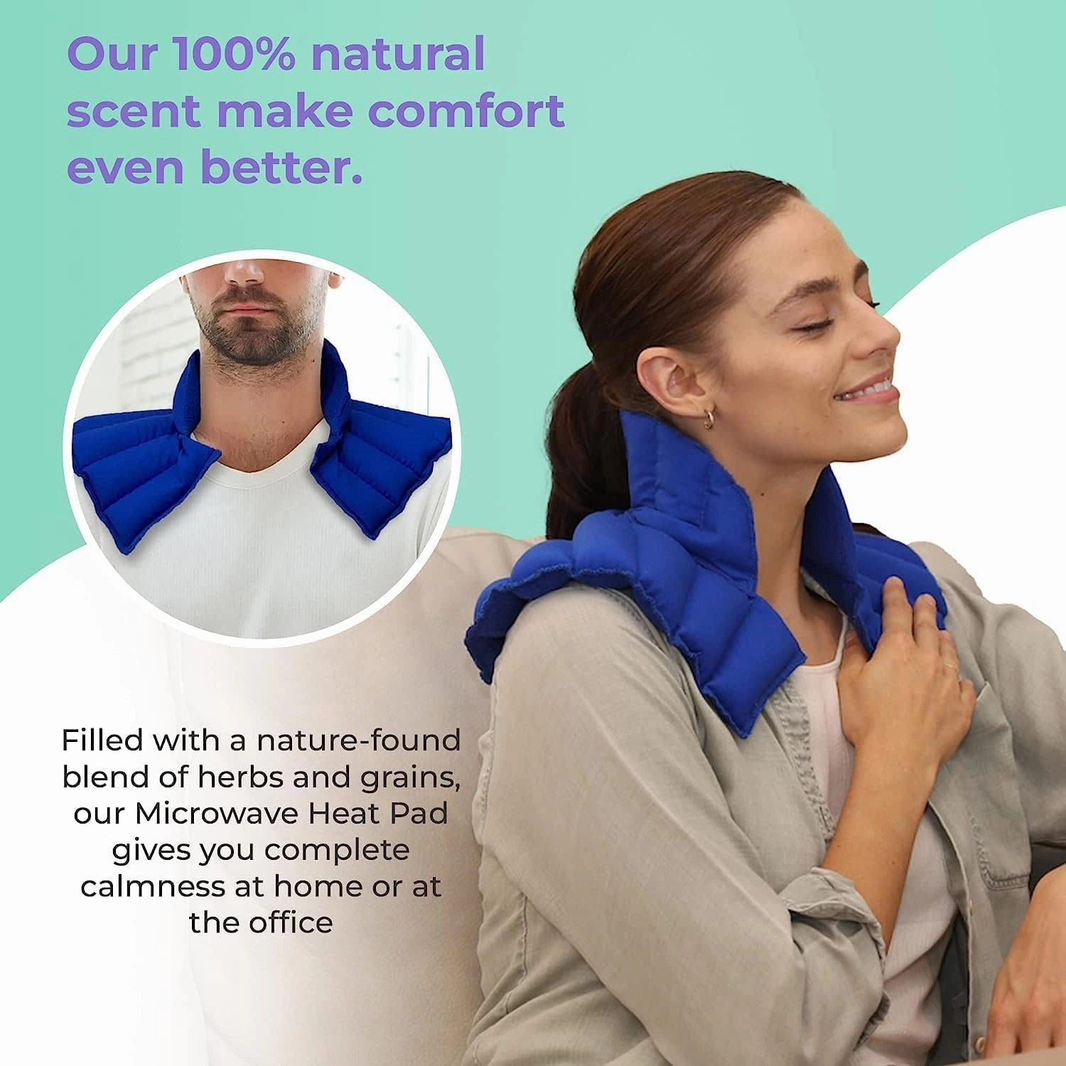 My Heating Pad Microwavable Neck and Shoulder Wrap Plus - Neck Wrap, Shoulder Relaxer, Portable, Large - 2 Pack Blue