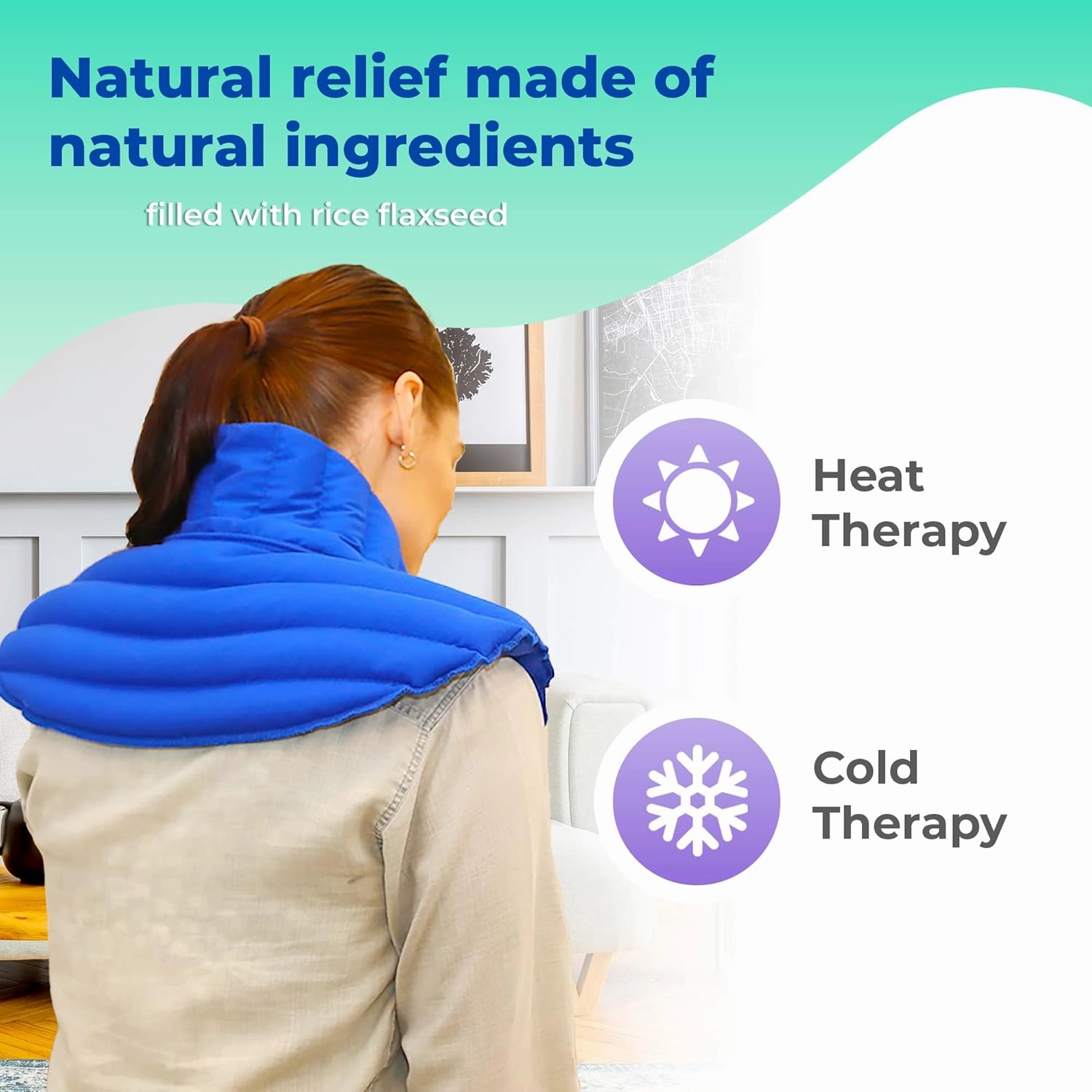 My Heating Pad Microwavable Neck and Shoulder Wrap Plus - Neck Wrap, Shoulder Relaxer, Portable, Large - 2 Pack Blue