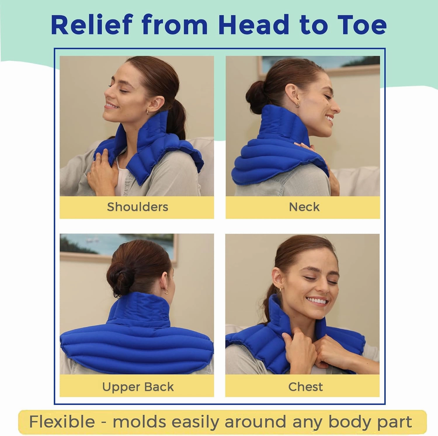 My Heating Pad Microwavable Neck and Shoulder Wrap Plus - Neck Wrap, Shoulder Relaxer, Portable, Large - 2 Pack Blue