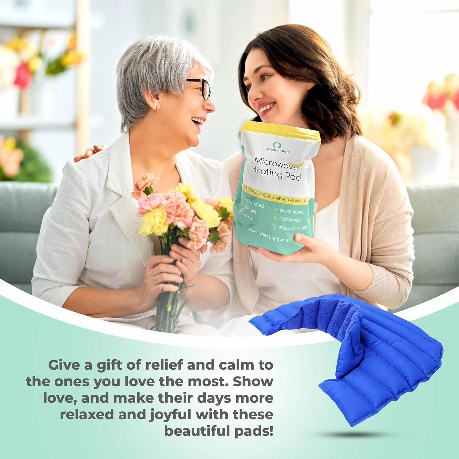 My Heating Pad Microwavable Neck and Shoulder Wrap Plus - Neck Wrap, Shoulder Relaxer, Portable, Large - 2 Pack Blue