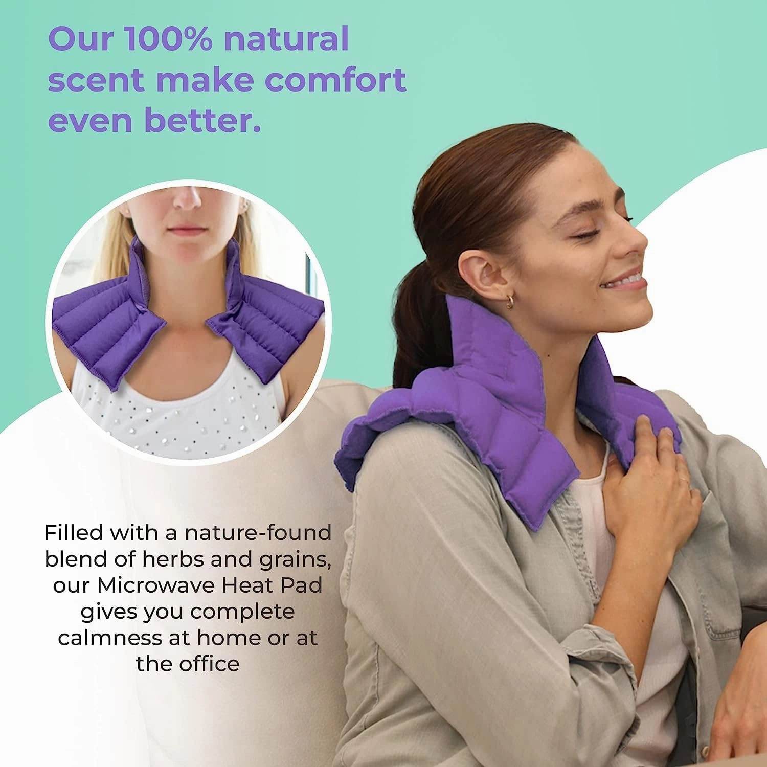 My Heating Pad Microwavable Neck and Shoulder Wrap Plus - Neck Wrap, Shoulder Relaxer, Portable, Large - 2 Pack Purple