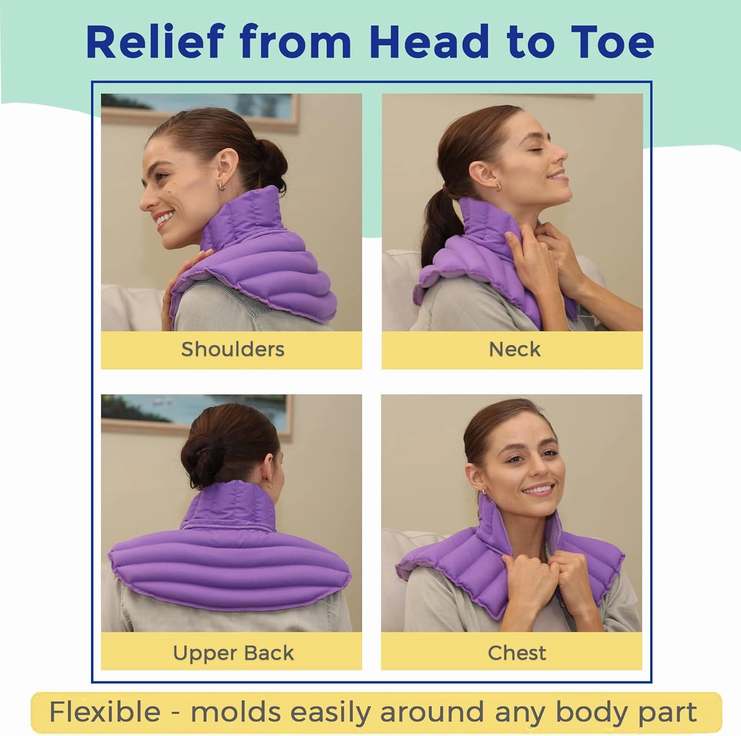 My Heating Pad Microwavable Neck and Shoulder Wrap Plus - Neck Wrap, Shoulder Relaxer, Portable, Large - 2 Pack Purple