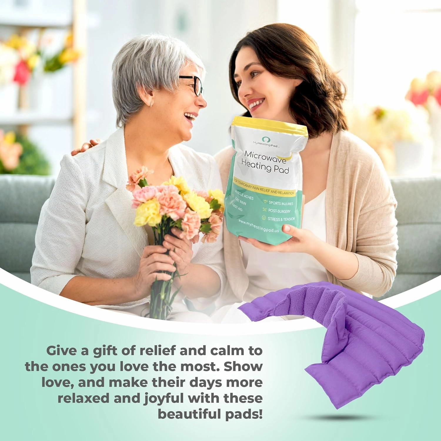My Heating Pad Microwavable Neck and Shoulder Wrap Plus - Neck Wrap, Shoulder Relaxer, Portable, Large - 2 Pack Purple