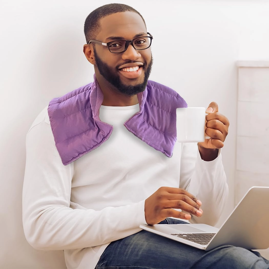 My Heating Pad Microwavable Neck and Shoulder Wrap Plus - Neck Wrap, Shoulder Relaxer, Portable, Large - 2 Pack Purple