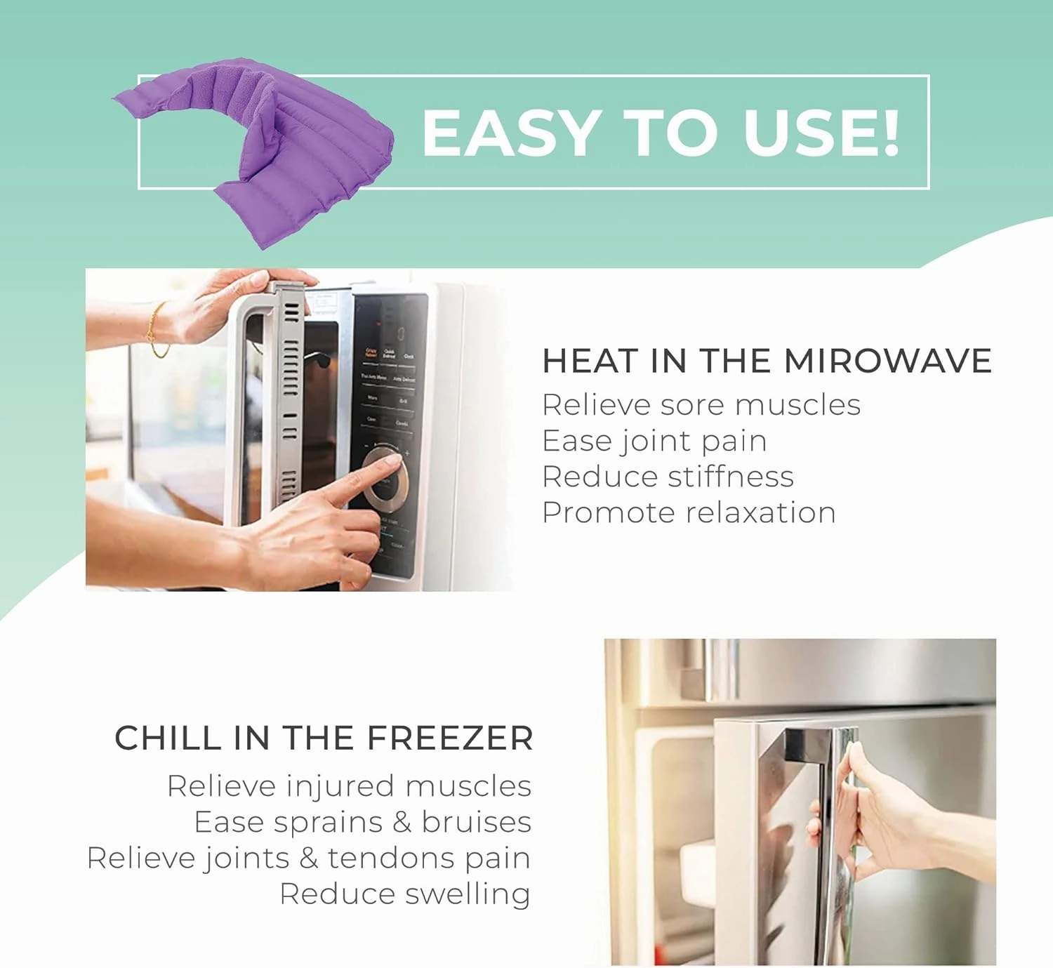 My Heating Pad Microwavable Neck and Shoulder Wrap Plus - Neck Wrap, Shoulder Relaxer, Portable, Large - 2 Pack Purple