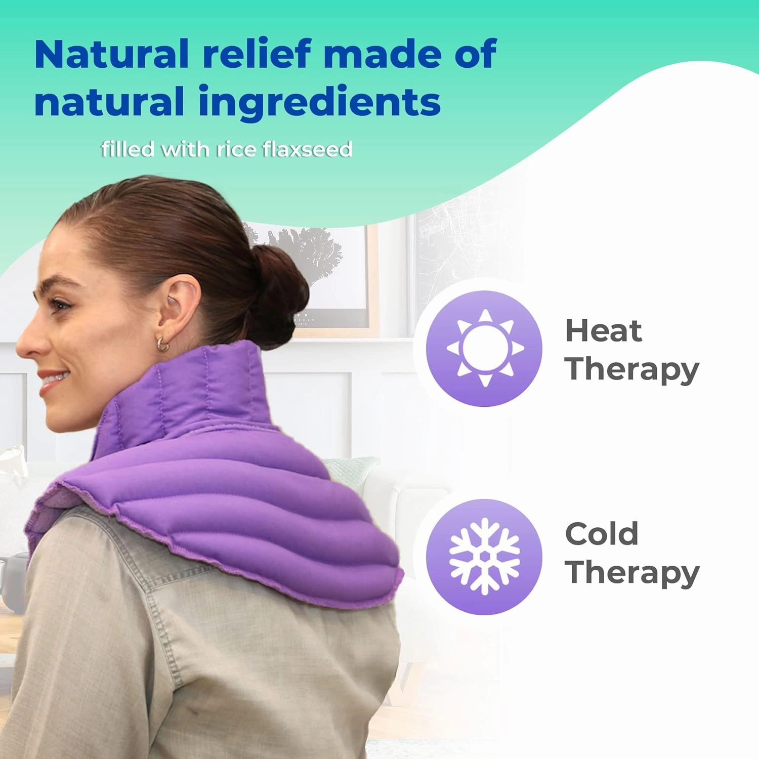 My Heating Pad Microwavable Neck and Shoulder Wrap Plus - Neck Wrap, Shoulder Relaxer, Portable, Large - 2 Pack Purple