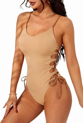 Narecte One Piece Swimsuit Women Bathing Suit Sexy High Cut Women's One-Piece Swimsuits Monokini One Piece Bathing Suit
