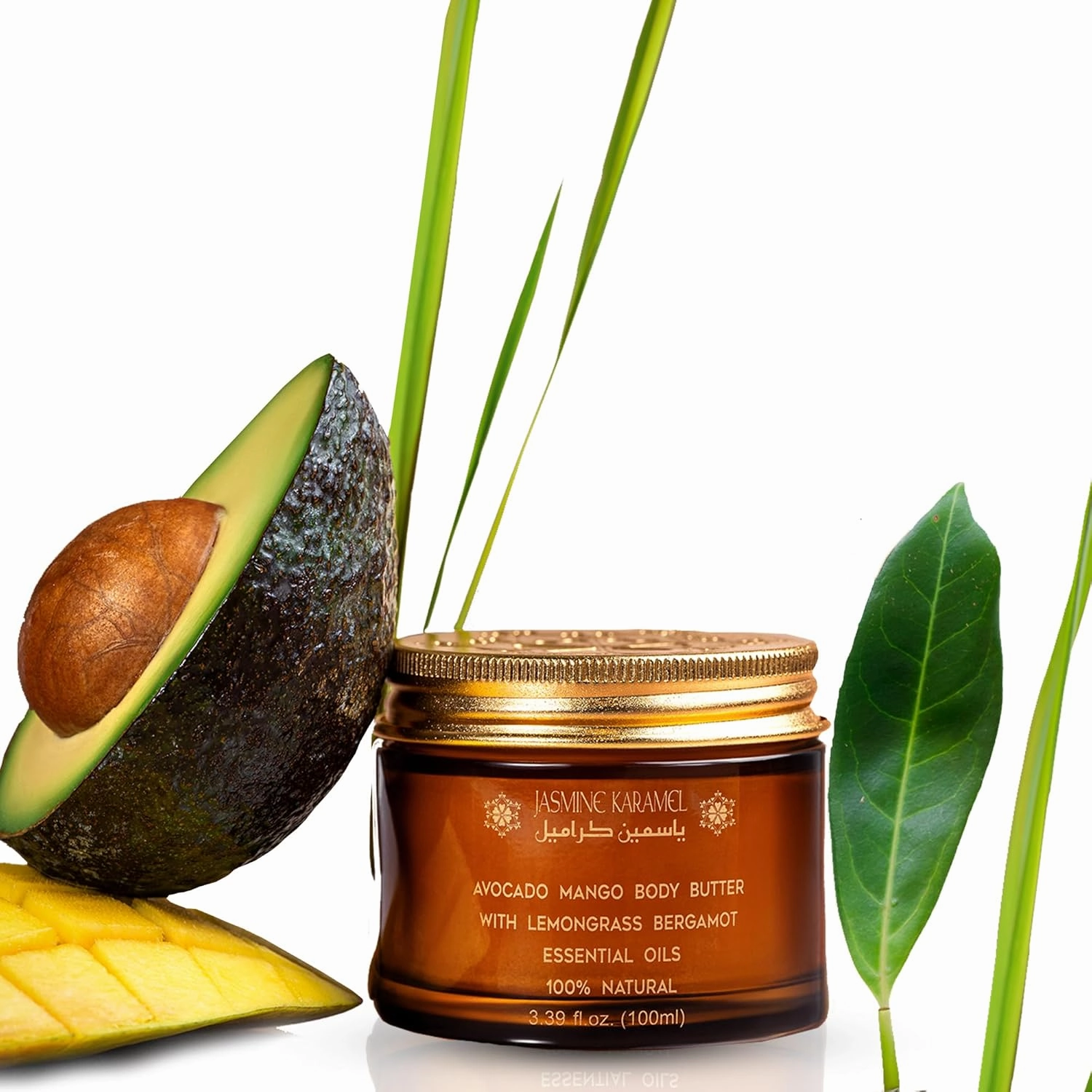 Natural Organic Mango Avocado Body Butter - Premium Grade Botanical Power - Vegan Chemical Free - Deep Hydration Non-Greasy - All Skin Types - Scented with Lemongrass & Bergamot Oils