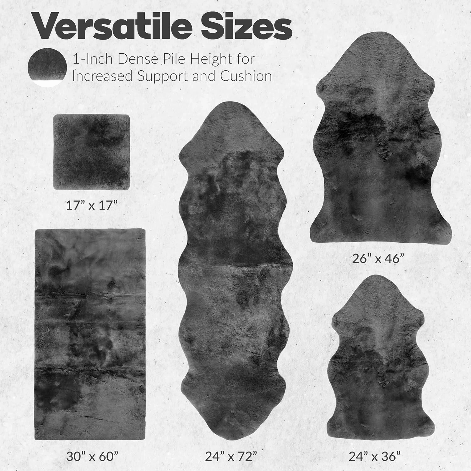 Natural Sheepskin for Bed Sores and Skin Irritation | Hastings 100% Real Medical Sheepskins with Non-Slip Back for Pain Relief and Discomfort, Wool Seat Pad, Charcoal Grey, 2 ft x 3 ft