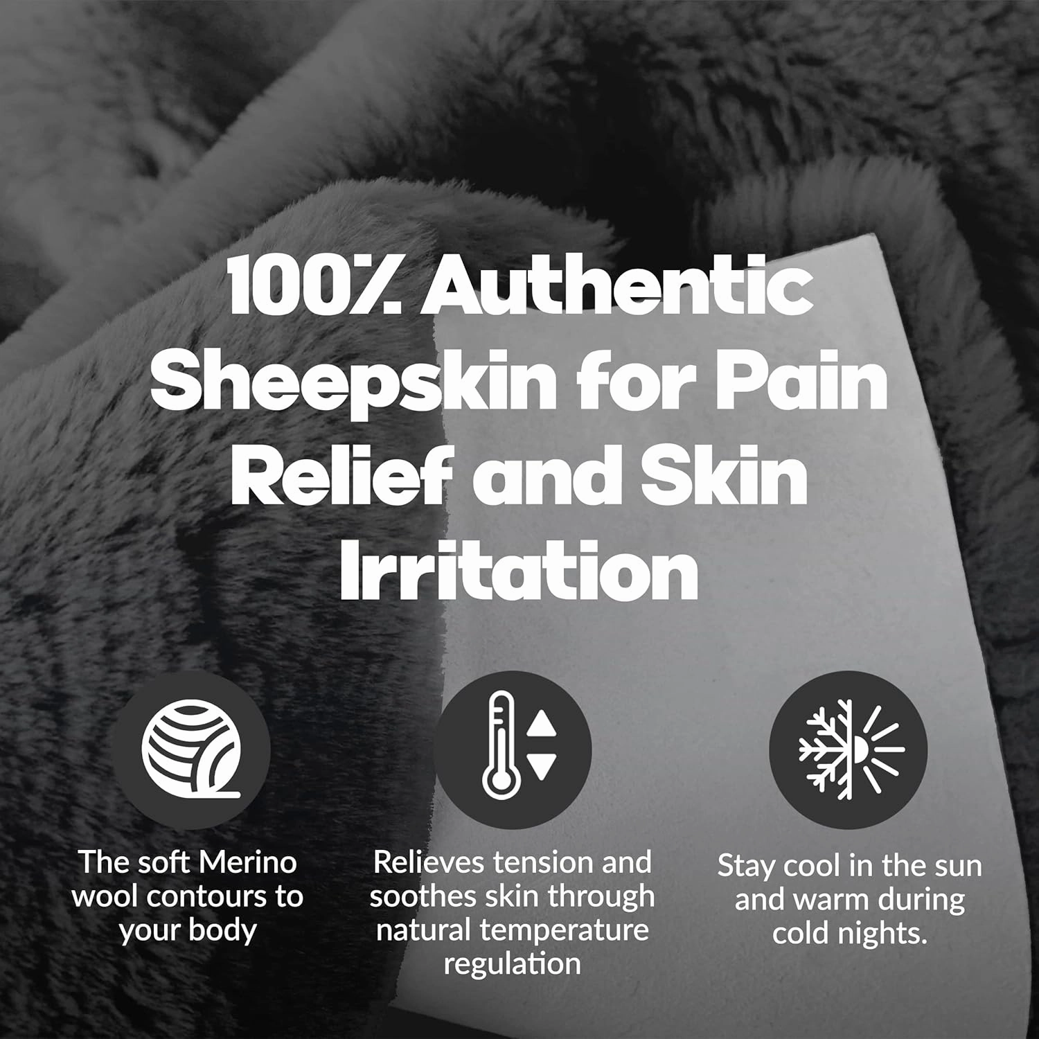 Natural Sheepskin for Bed Sores and Skin Irritation | Hastings 100% Real Medical Sheepskins with Non-Slip Back for Pain Relief and Discomfort, Wool Seat Pad, Charcoal Grey, 2 ft x 3 ft