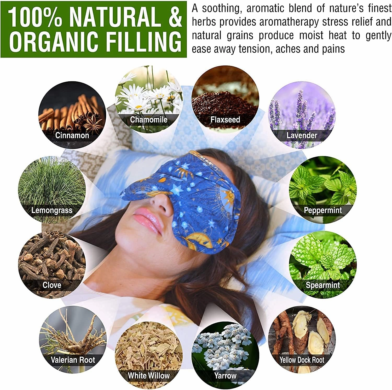 Nature's Approach Basic Herb Pack Rice Heating Pad Microwavable Reusable Heat Pack with Herbal Aromatherapy Fill, Freezer and Microwave Safe for Hot and Cold Therapy, Celestial Black