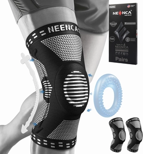 NEENCA 2 Pack Knee Braces for Knee Pain, Compression Knee Sleeves with Patella Gel Pad & Side Stabilizers, Knee Support for Meniscus Tear, Arthritis, Joint Pain, ACL, Runner, Workout- FSA/HSA APPROVED