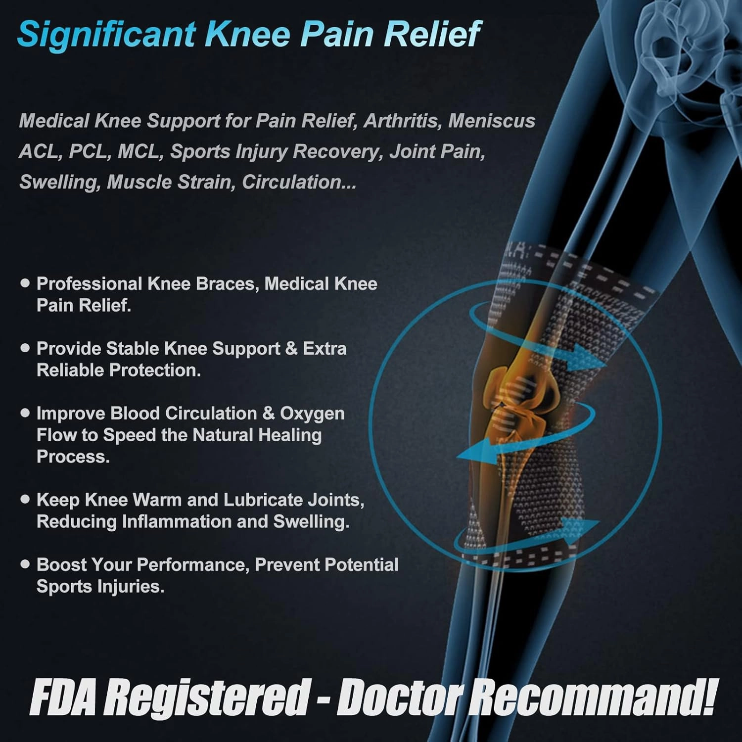 NEENCA 2 Pack Knee Braces for Knee Pain, Compression Knee Sleeves with Patella Gel Pad & Side Stabilizers, Knee Support for Meniscus Tear, Arthritis, Joint Pain, ACL, Runner, Workout- FSA/HSA APPROVED