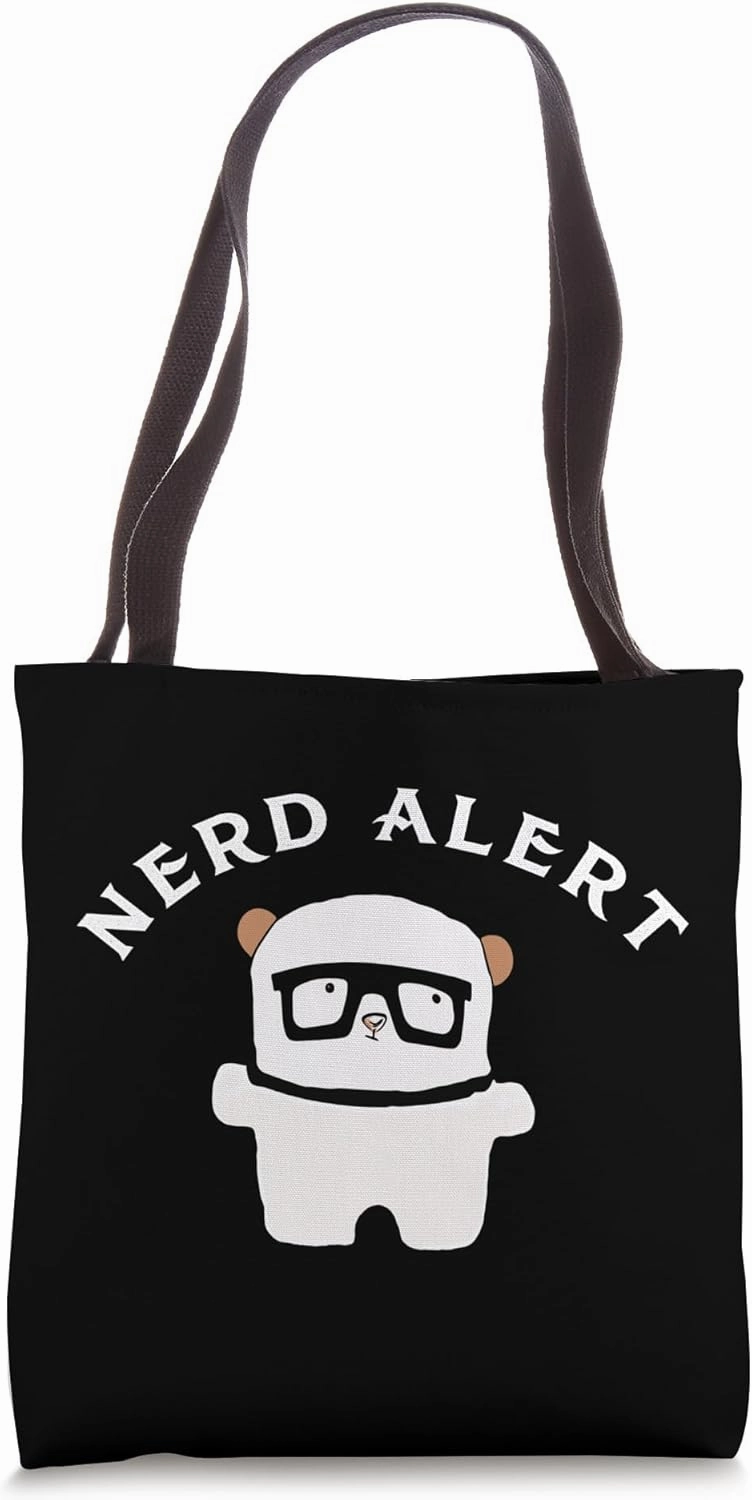 Nerd Alert Funny White Nerd Bear Tote Bag