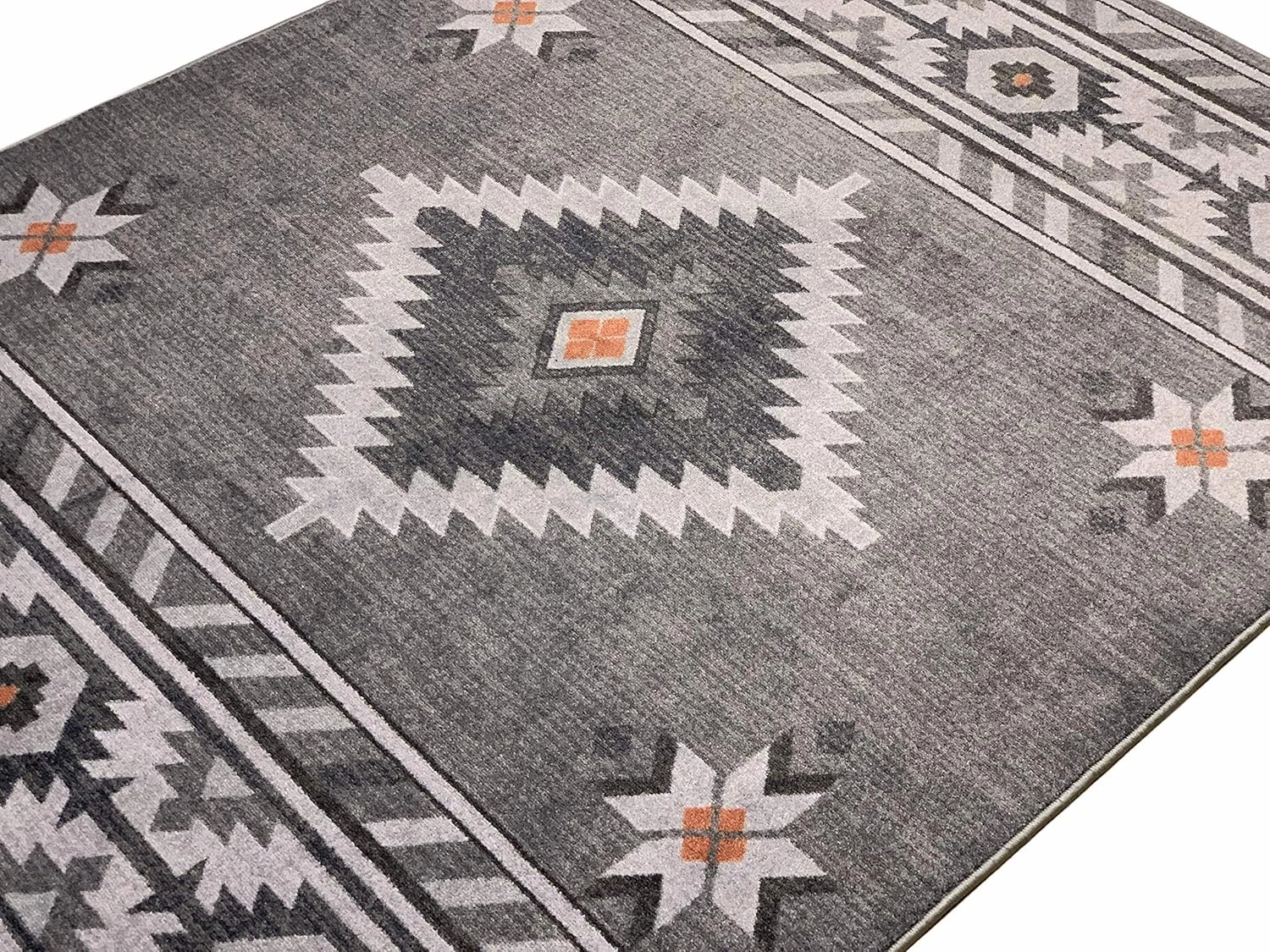 Nevita Collection Southwestern Native American Design Area Rug Rugs Geometric (Southwestern Grey, 5 x 7)
