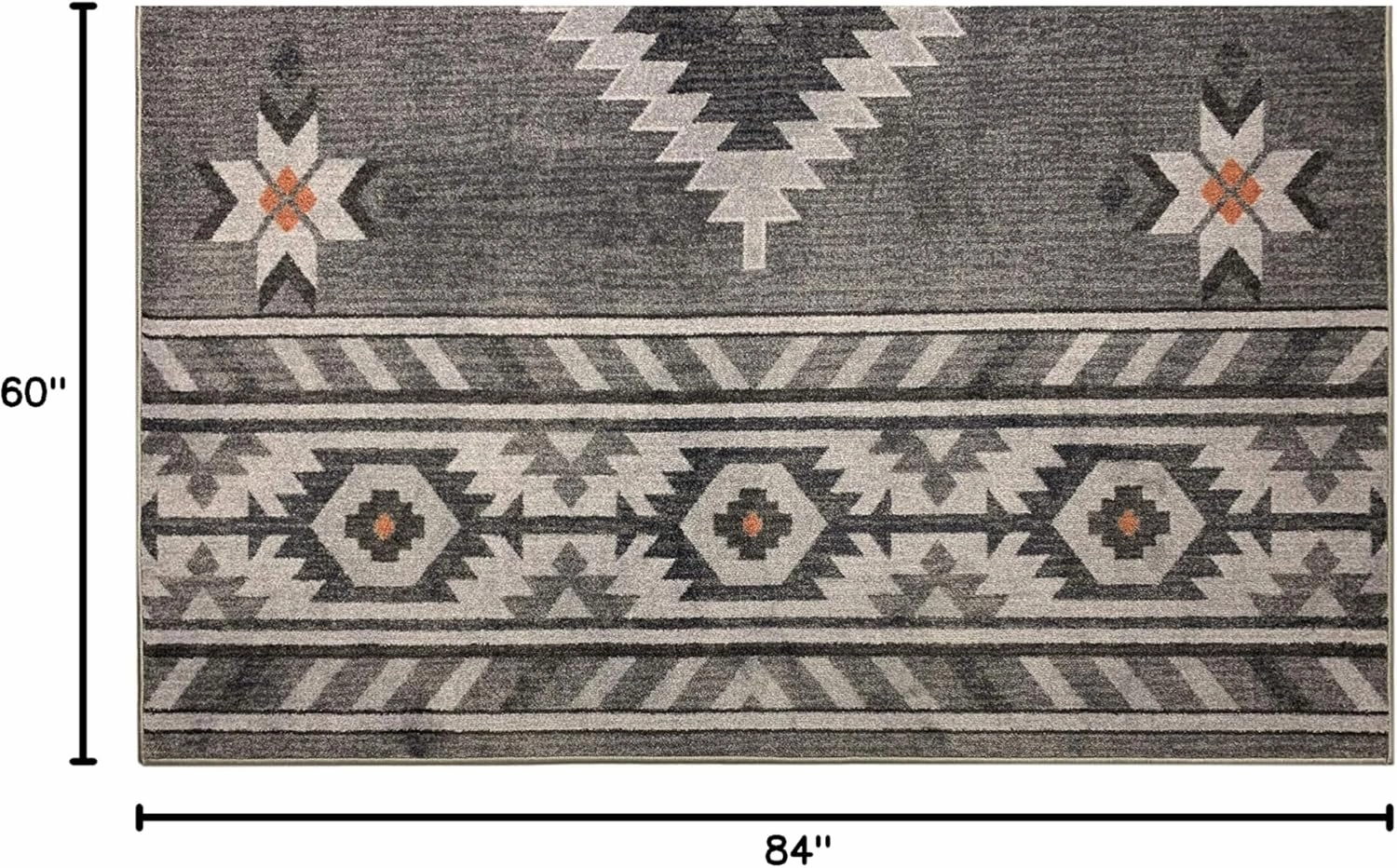 Nevita Collection Southwestern Native American Design Area Rug Rugs Geometric (Southwestern Grey, 5 x 7)