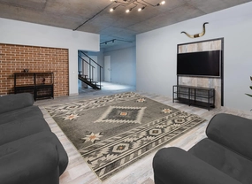 Nevita Collection Southwestern Native American Design Area Rug Rugs Geometric (Southwestern Grey, 5 x 7)