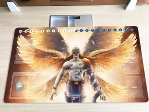 New Mlikemat Playmat Digimon DTCG Mat Angemon TCG CCG OCG Trading Card Game Mat with Zones   Free Bag (ZD002-106-SM)
