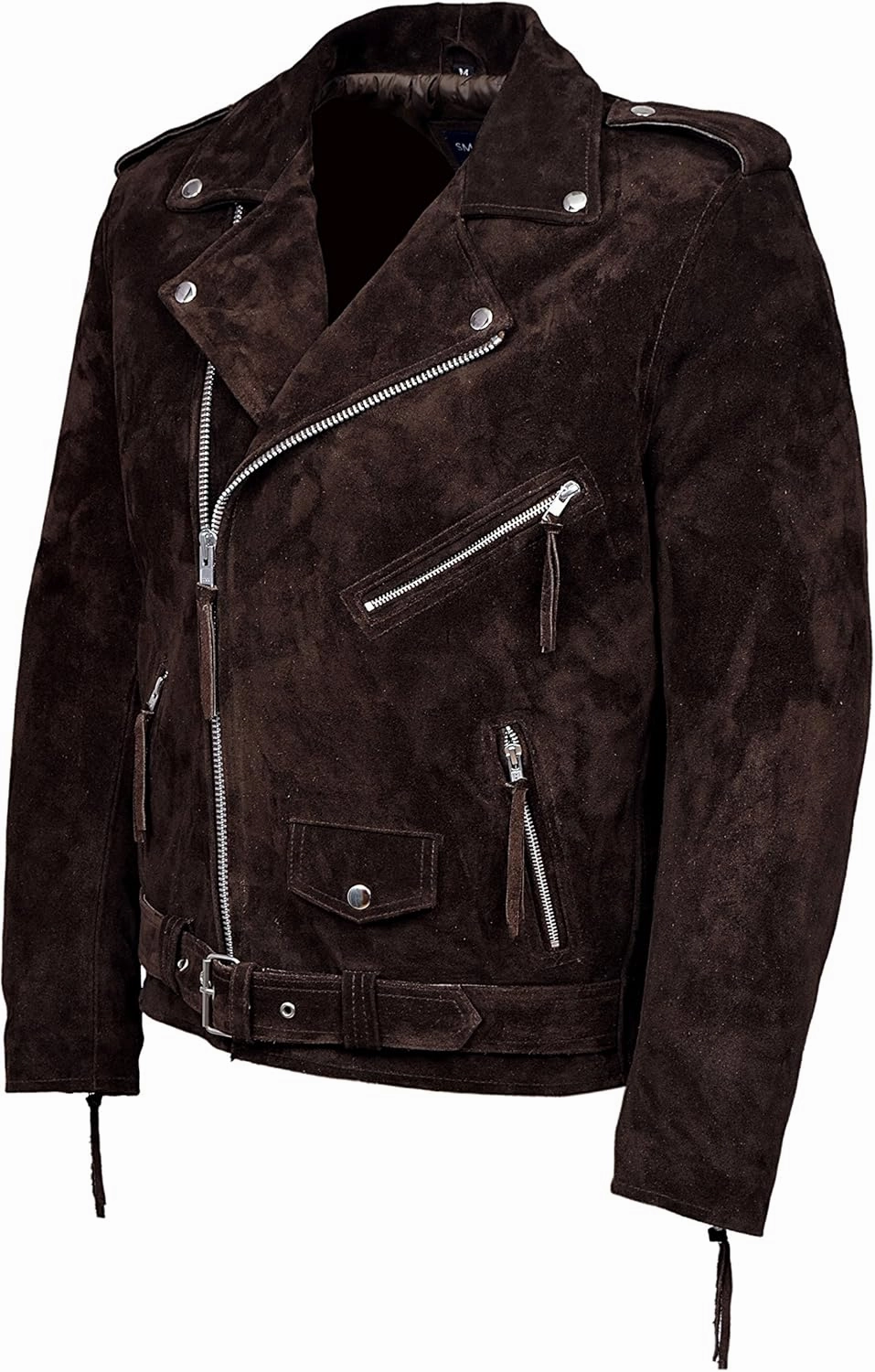 New Men's Brando Brown Suede Men's Classic Motorcycle Biker Real Leather Jacket