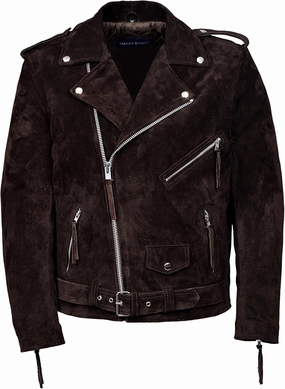 New Men's Brando Brown Suede Men's Classic Motorcycle Biker Real Leather Jacket