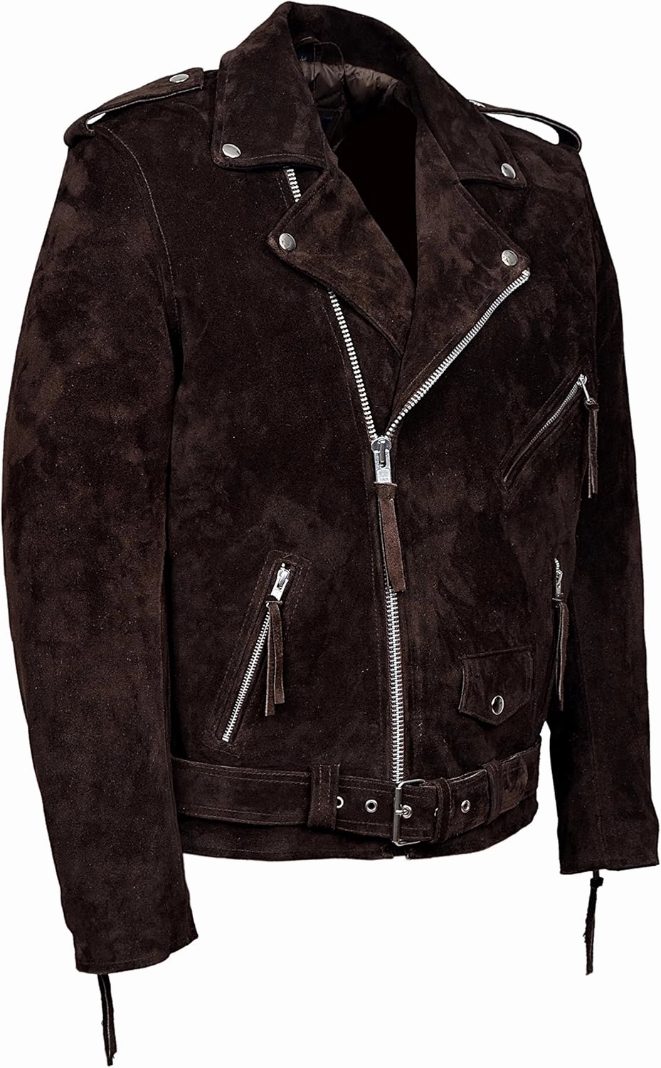 New Men's Brando Brown Suede Men's Classic Motorcycle Biker Real Leather Jacket