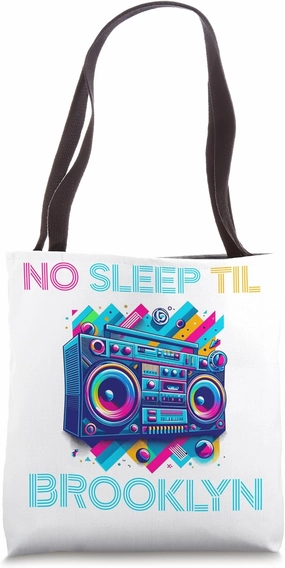No Sleep Til Brooklyn - Retro Old School Portable Stereo Tote Bag