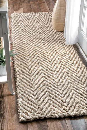 nuLOOM Vania Chevron Jute Runner Rug, 2' 6" x 8', Off-white, Rectangular
