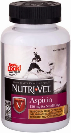 Nutri-Vet Aspirin for Dogs | Dogs Under 50lbs | 120 mg | 100 Count (Pack of 1)