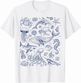 Ocean Life Sea Aesthetic Dolphin Beach 90s Vintage Graphic T-Shirt