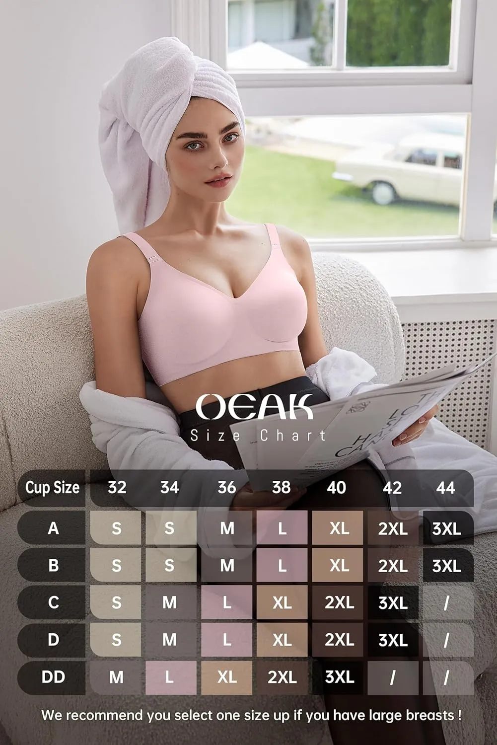 OEAK Women Comfortable Push Up Bras Wireless Seamless Full Coverage Bralette Buttery Soft Everyday Tshirt Bra Convertible Bra