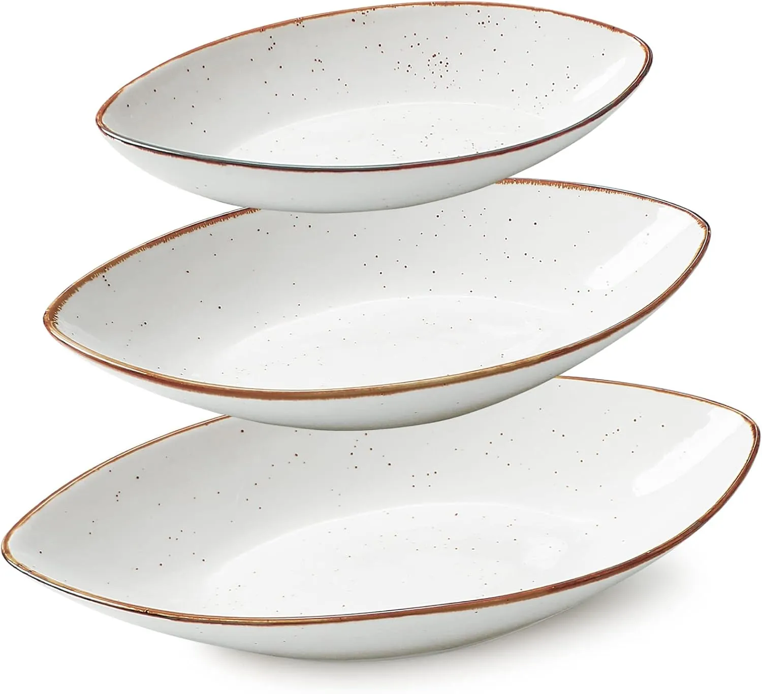 ONEMORE Serving Bowls for Entertaining, Large Serving Dishes Set of 3 Serving Platters and Trays for Parties - Ceramic Oval Plates for Dinner Food Fruit Salad Side Dishes - 10/25/35 oz - Creamy White