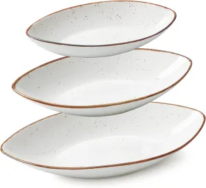 ONEMORE Serving Bowls for Entertaining, Large Serving Dishes Set of 3 Serving Platters and Trays for Parties - Ceramic Oval Plates for Dinner Food Fruit Salad Side Dishes - 10/25/35 oz - Creamy White