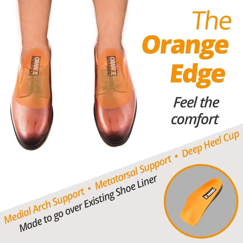Orange Insoles D 3/4 Fits Men's Shoe 9-10, Women's 10.5-11.5
