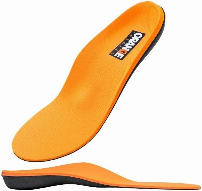 Orange Full Length C Fits Men's Shoe 6-6.5, Women's 7.5-8 Uses a Heel Cup, Contoured Medial Arch, and Metatarsal pad to Help with Better Alignment and Weight Distribution