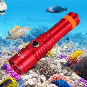 ORCATORCH D710 Scuba Diving Light, 3000 Lumens Super Bright Underwater Flashlight with 6 Degrees Narrow Beam, IP68 Waterproof Night Dive Torch 150 Meters Submersible Light (Red)