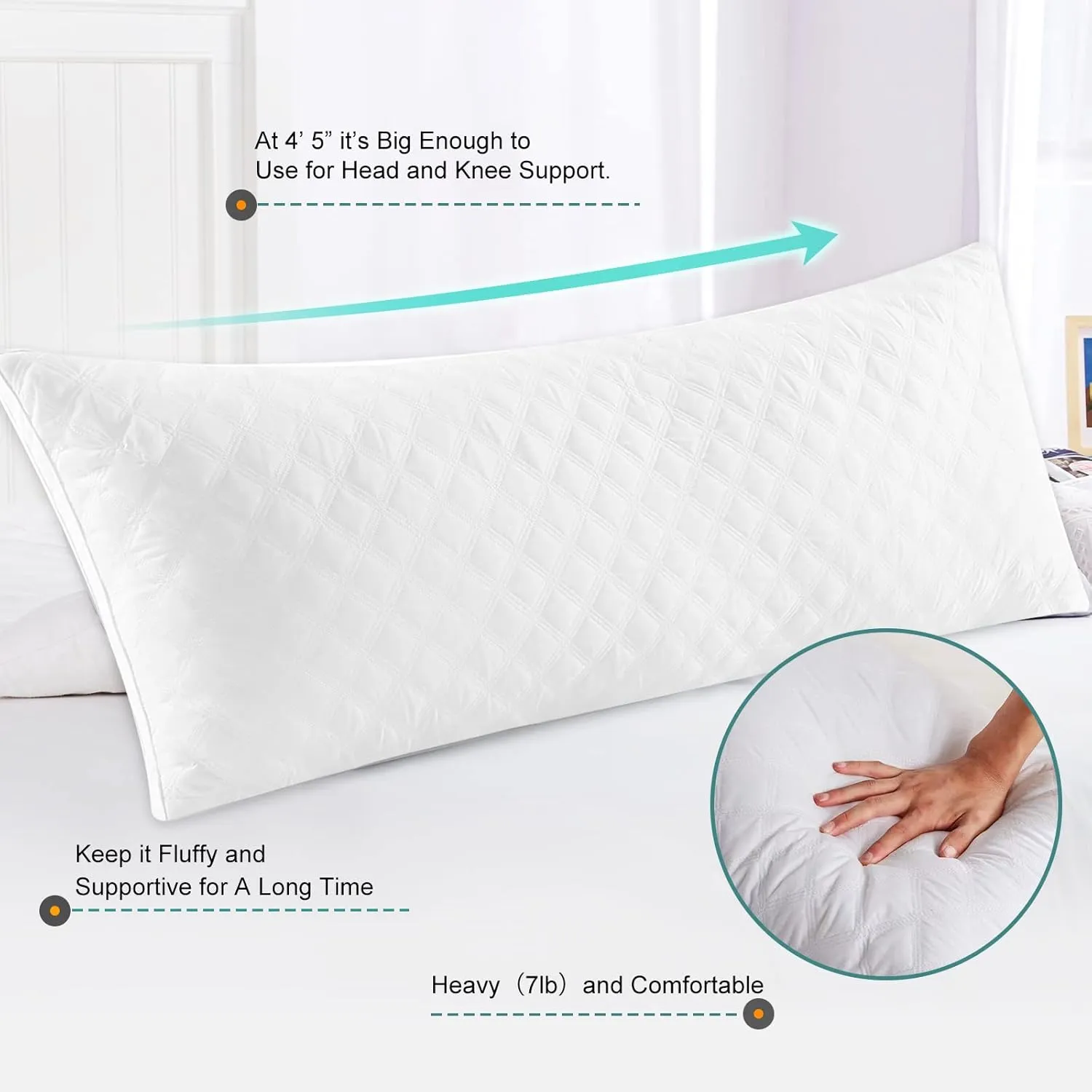 Oubonun Full Body Pillow for Sleeping-Adjustable Firm and Fluffy Body Pillows for Adults-Long and Large Pillow for Bed- 21"x54"